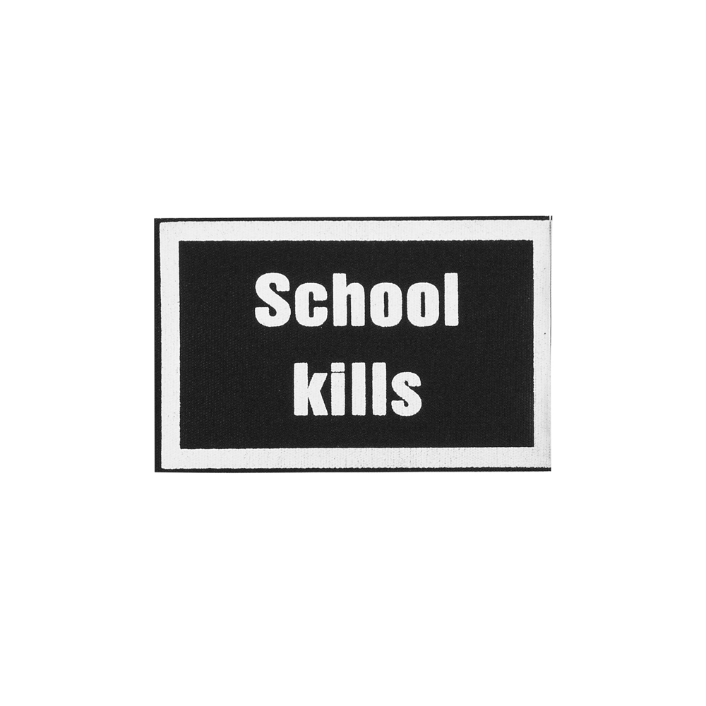 Нашивка кожзам School kills 110*70мм черно-белый, шт. Нашивка Кожзам