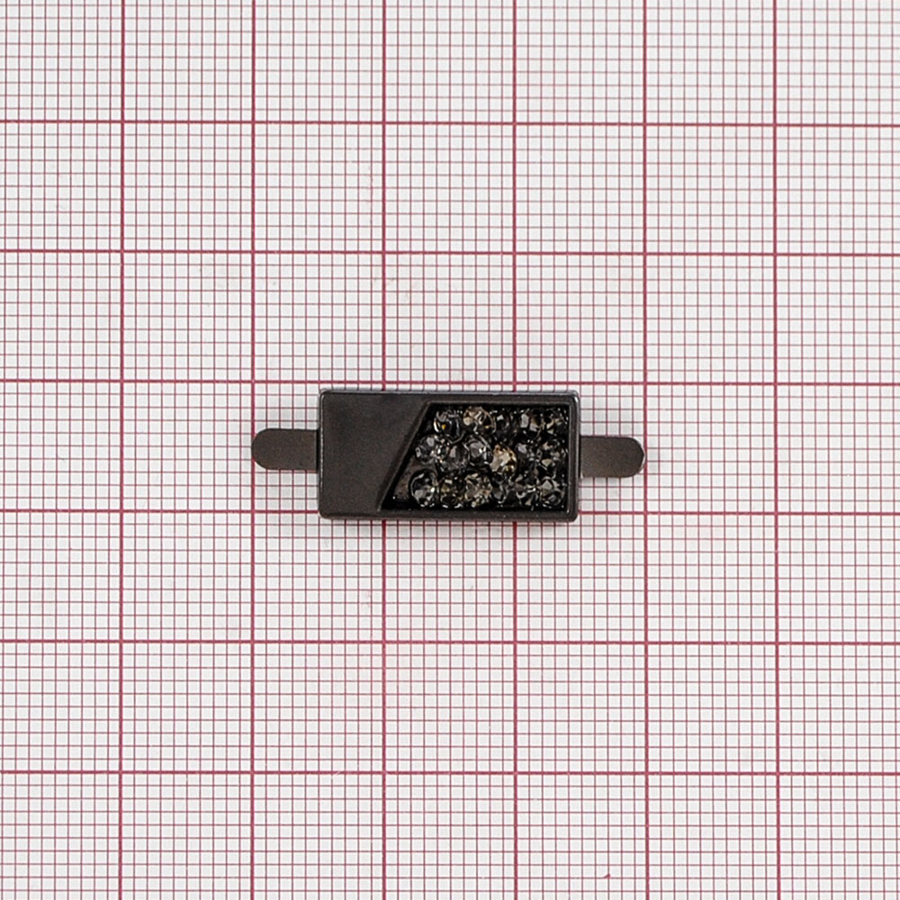 Краб камни и металл Правый, Прямоугольник, 2*1см, матовый никель блек, черный, шт. Крабы Металл Геометрия Декор