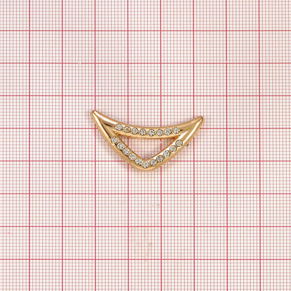 Краб металл Треуголка 35*18мм GOLD, белые камни, шт. Крабы Металл Геометрия Декор