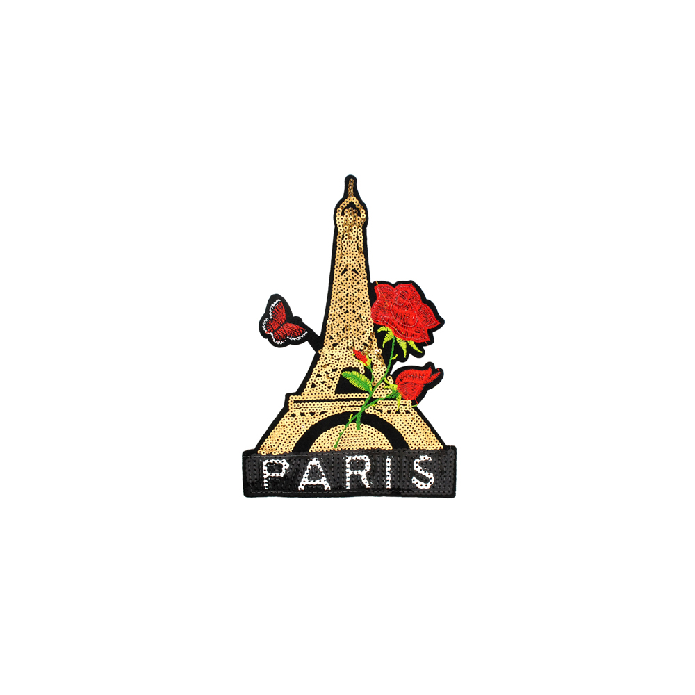 Аппликация клеевая пайетки PARIS 14*21см черный, красный, зеленый, золото, серебро, шт. Аппликации клеевые Пайетки