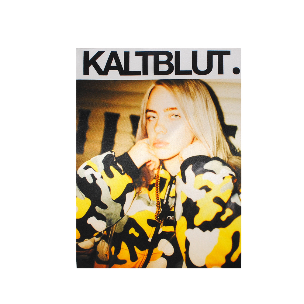 Аппликация пришивная Billie Eilish (KALTBLUT) 18*24см, желтый камуфляж /алтас/, шт. Аппликации Пришивные Постер