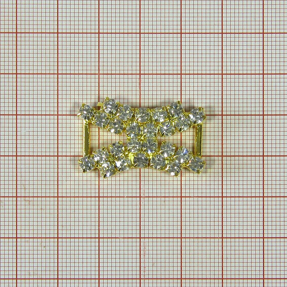 Украшение стеклянное А-67 GOLD /двойной мостик/. Перетяжка металл со стразами