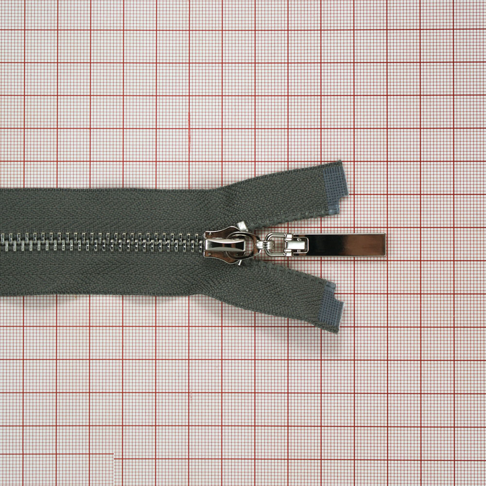 Змейка металлическая №5 85см, О/Е, Nickel и серая ткань, шт. Змейка Металл