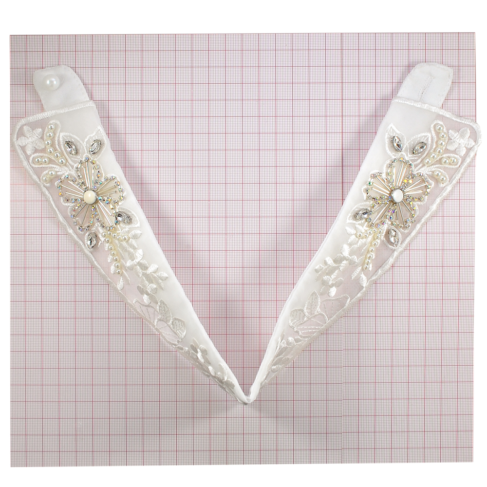 Воротник HY-008 белый, белые хамелеон камни, жемчуг белый, шт. Воротники