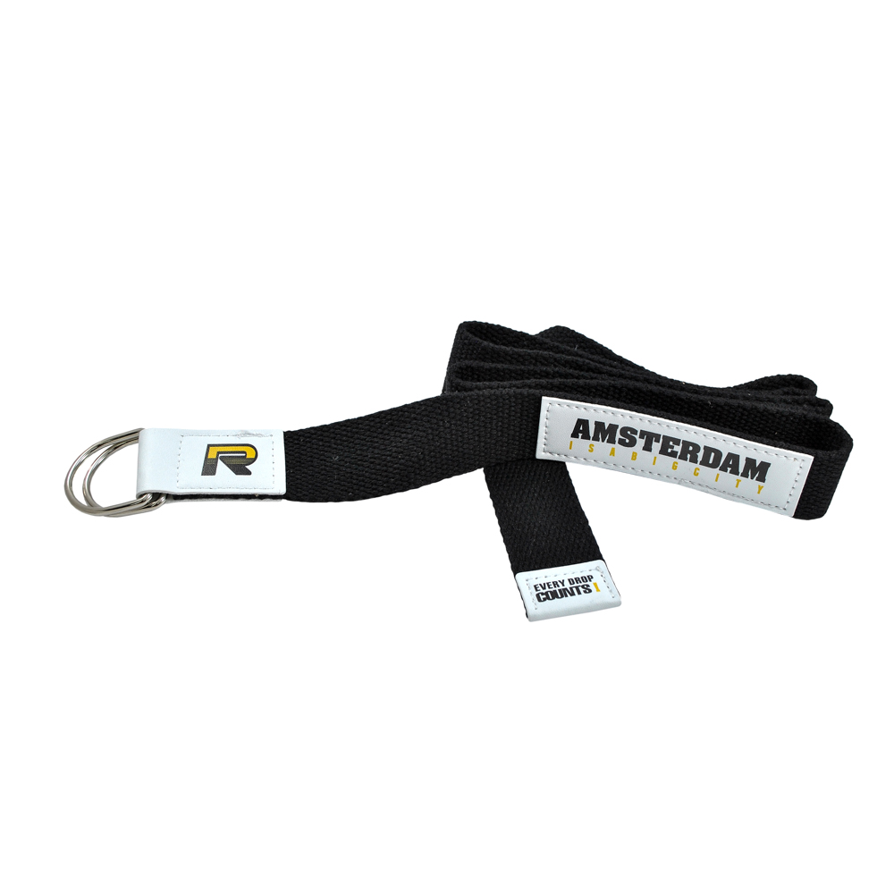 Перетяжка кожзам + кожзам AMSTERDAM 3.2*118, черн.,бел, желт+ никель. Перетяжка кожзам