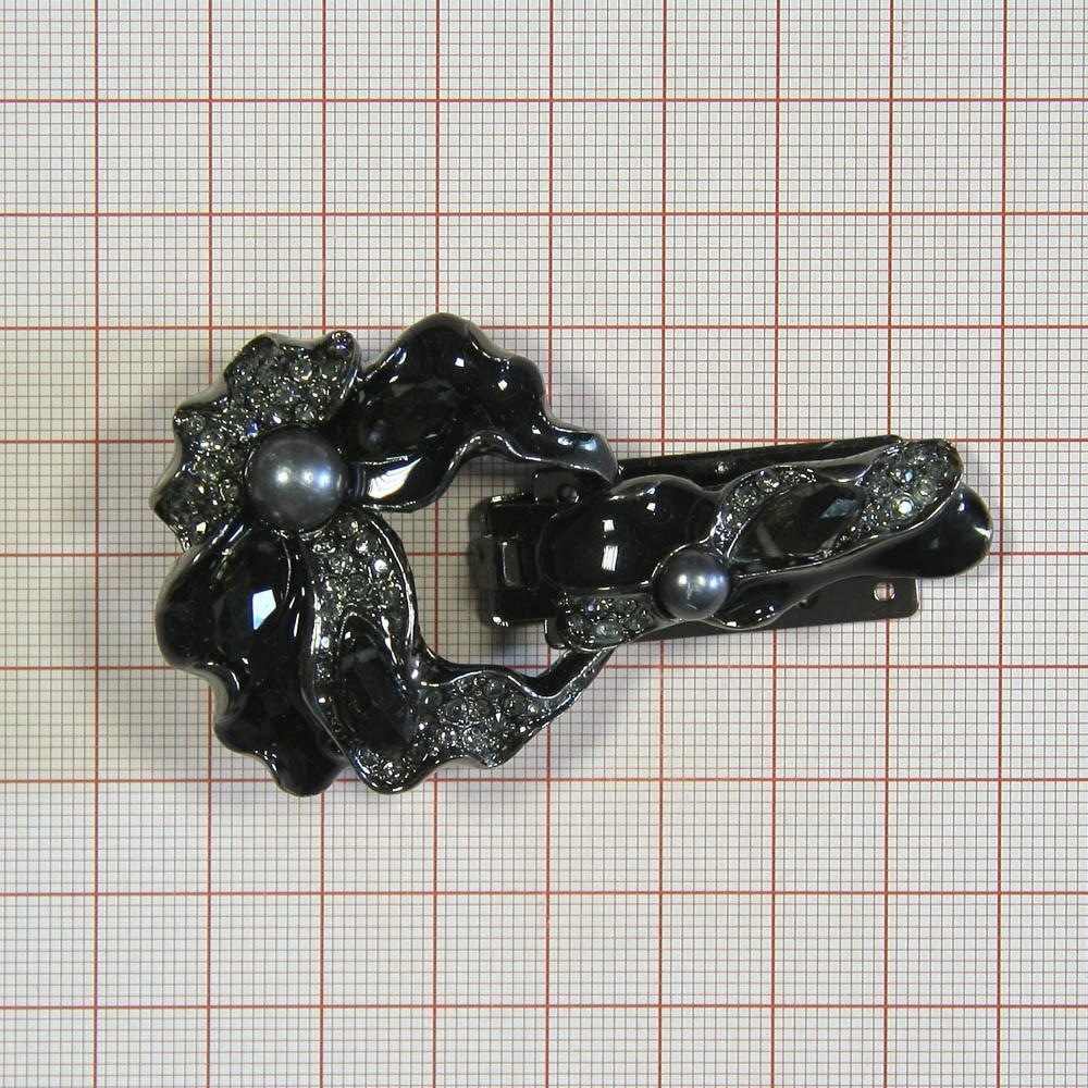 Клипса шубная 3279756 BN, bl. diamond камни, черная эмаль, шт. Клипсы шубные, крючки
