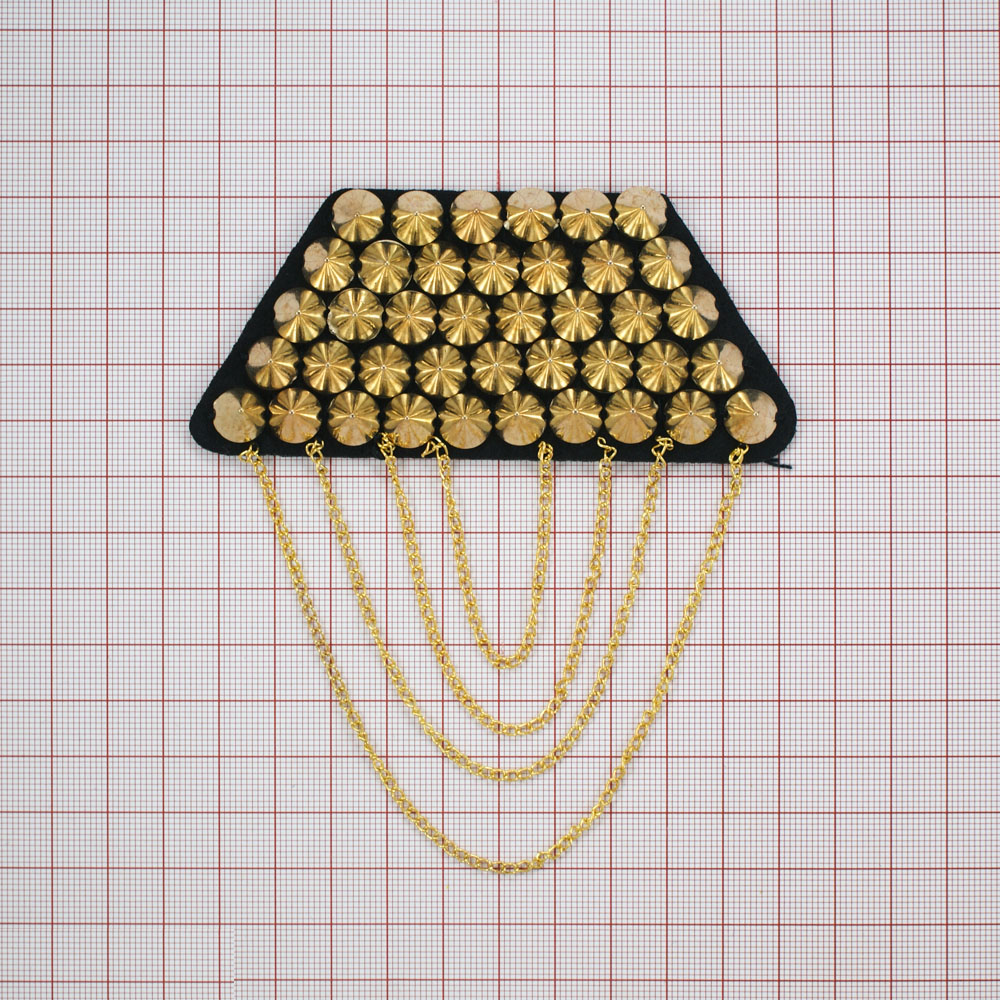 Аппликация декор №171 черн. флиз. Эполет, золот. шипы, золот. цепи. Аппликация Декор