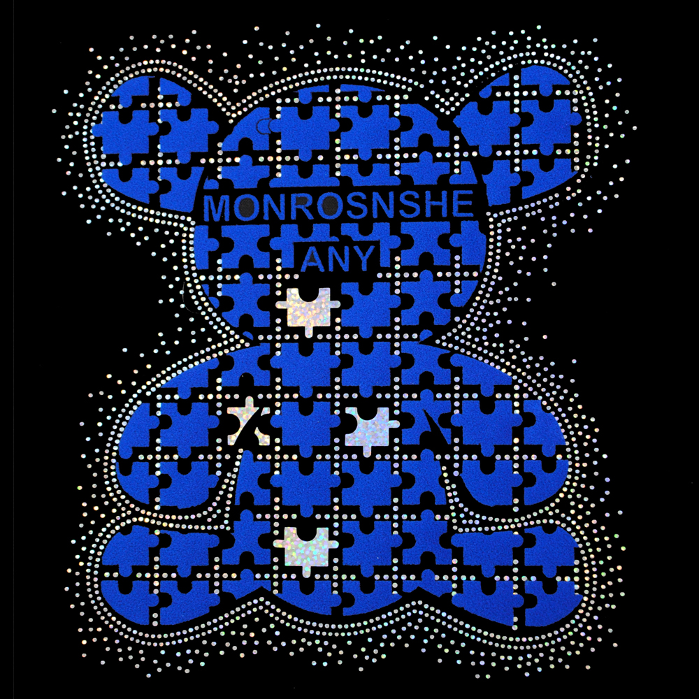 Аппликация, Мишка паззл, 16,4*17,6см, плоттер, плёнка 62333, 62338, шт. Термоаппликация плоттер/лазер