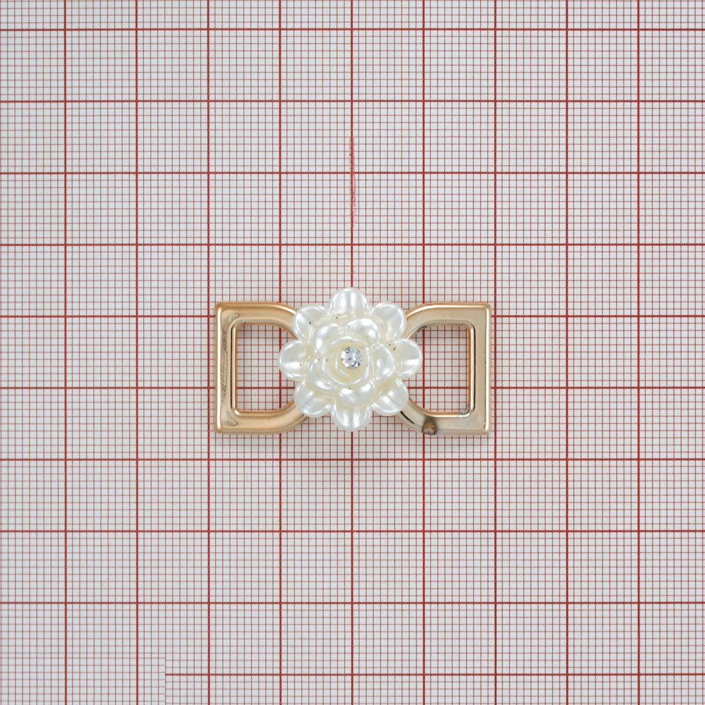 Перетяжка пластик B229 29*20мм (9мм) GOLD, белый перламутр, белый камень, шт. Перетяжка пластик