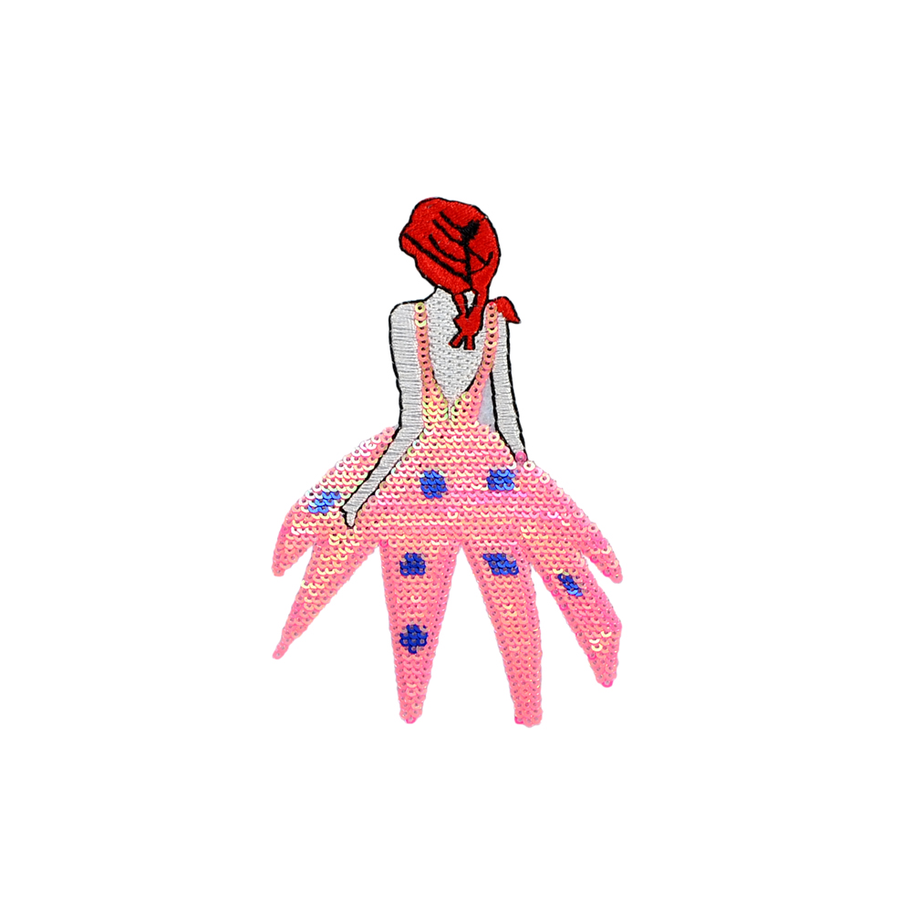 Аппликация клеевая, пайетки, Дюймовочка, 11*8см, розовый, красный, синий, шт. Аппликации клеевые Пайетки