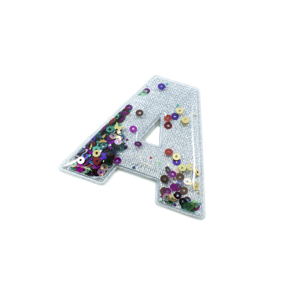 Аппликация клеевая силиконовая Аквариум Буква А 6,1*5,8см серебро, шт. Аппликации клеевые Резина, Силикон