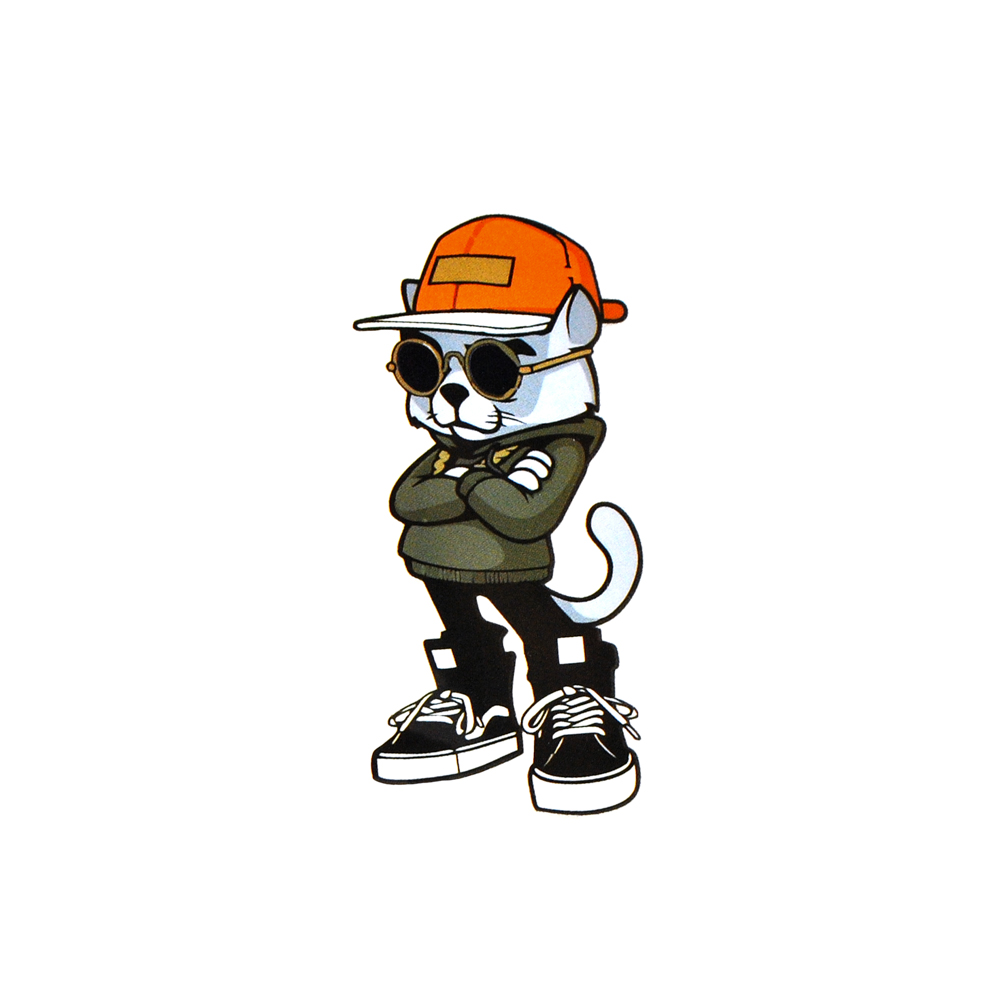 Термоаппликация Кот в кепке 7*3,4см, черный,серый, оранжевый, шт. Термоаппликации Накатанный рисунок