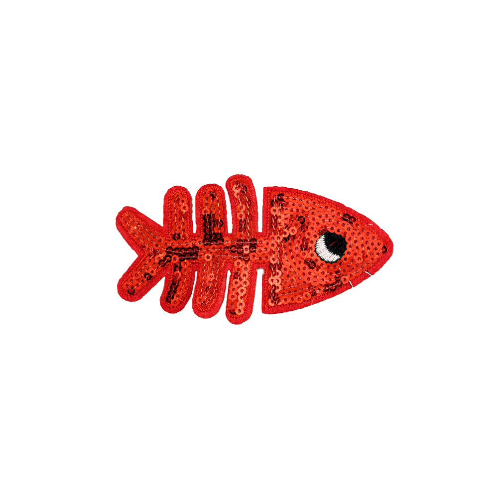 Аппликация клеевая пайетки Рыба 10*5,5см красный, белый, шт. Аппликации клеевые Пайетки