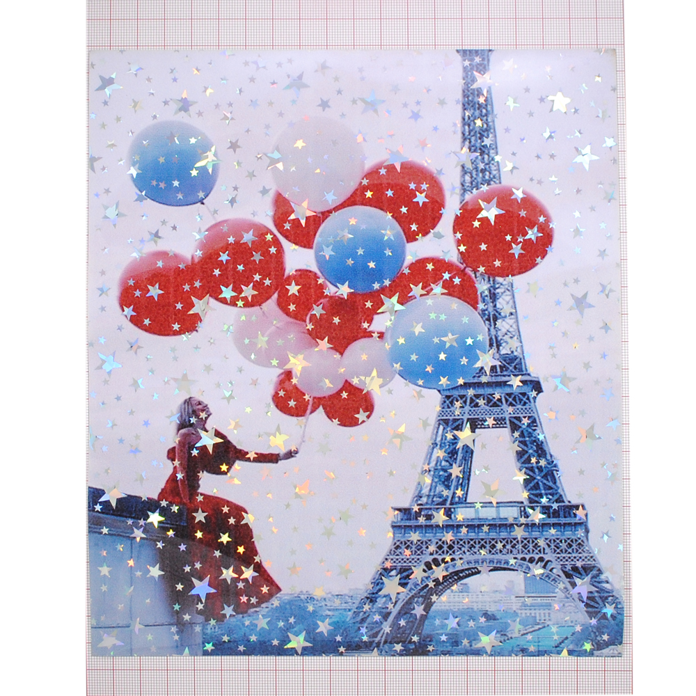 Аппликация клеенка пришивная Эйфелева башня и воздушные шары, 19,5*22,5см, красный, серый, черный, голубой, шт. Аппликации Пришивные Резина, Силикон