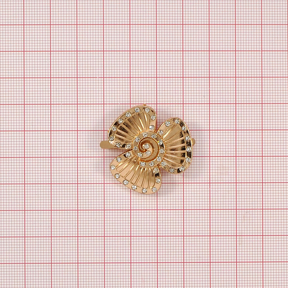 Краб металл Маковый цветочек 35*33 GOLD, белые камни, шт. Крабы Металл Цветы, Жуки