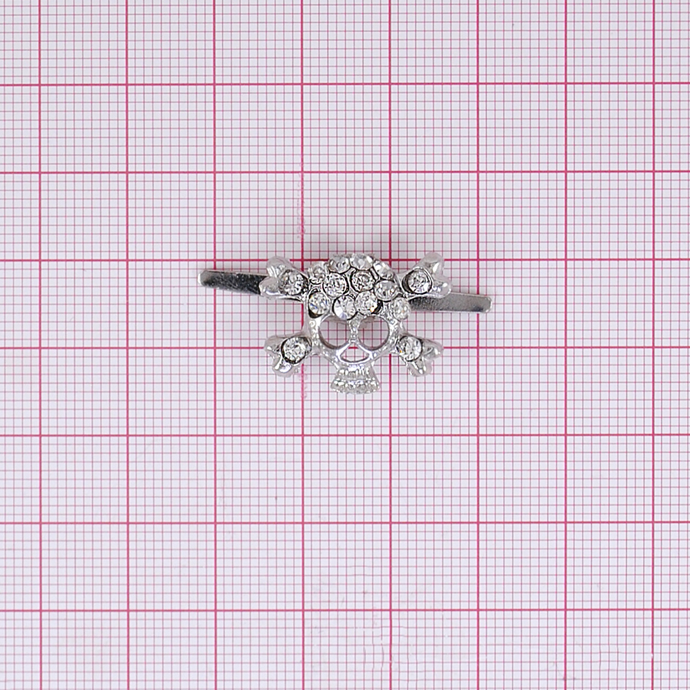 Краб металл Череп - бел.камни, NIKEL, шт. Крабы Металл Цветы, Жуки