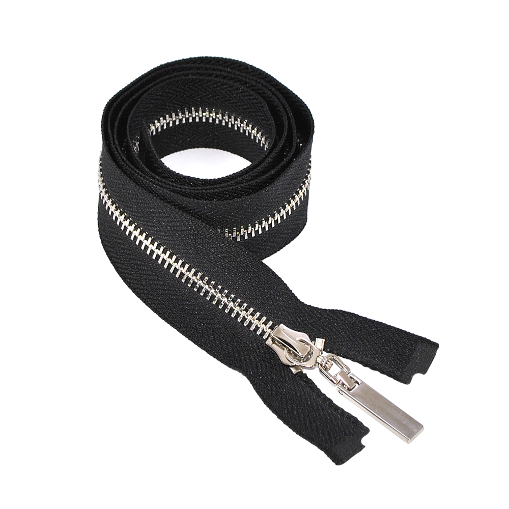 Змейка металлическая №5 80см О/Е NIKEL, черная ткань, односторонняя, шт. Змейка Металл