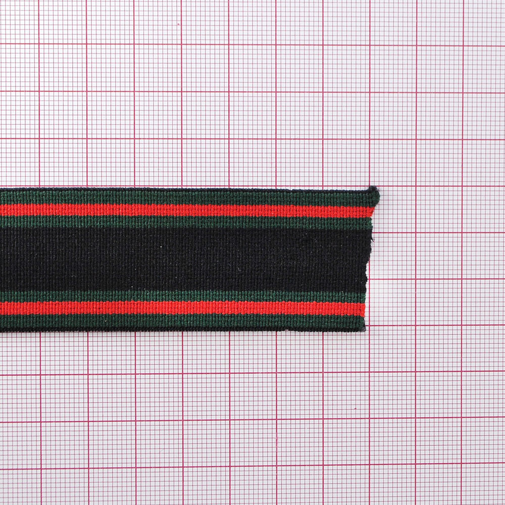 Резинка Полосы 3см, черный, зеленый, красный, 50ярд. Резинка