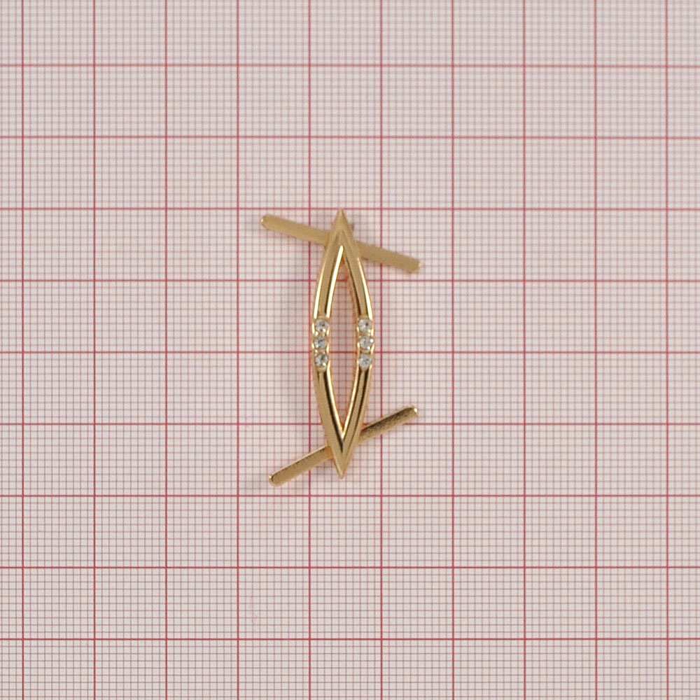 Краб металл 8570 Лодка 38*9мм GOLD, 6 белых камней SS8, шт. Крабы Металл Геометрия Декор