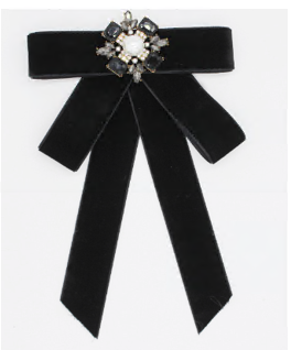 Аппликация тканевая пришивная Бант, бархат, черный, жемчуг, белые камни, шт. Аппликации Пришивные Цветы Банты