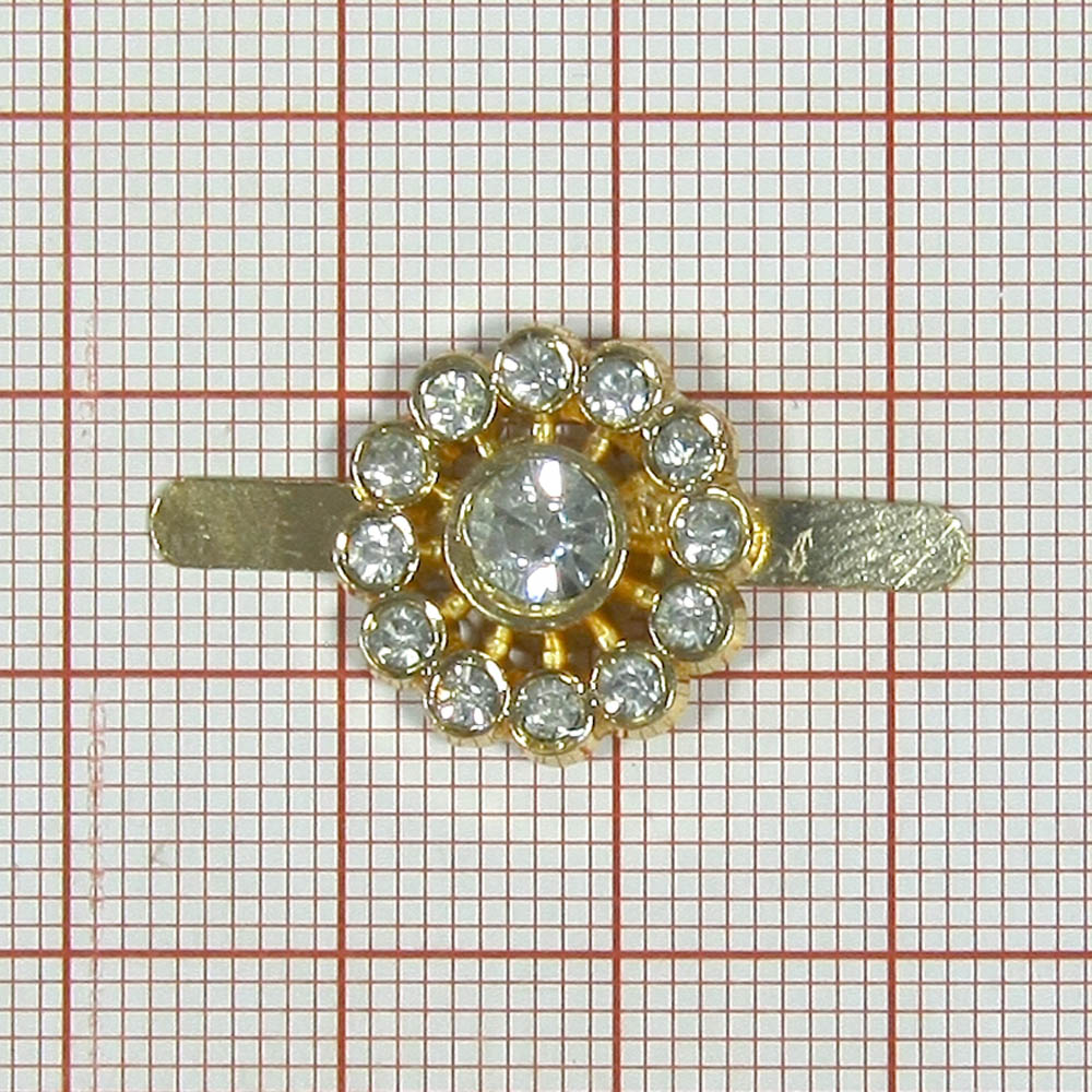 Краб металл Ромашка 15*15мм GOLD, белые камни, крупный камень в центре, шт. Крабы Металл Геометрия Декор
