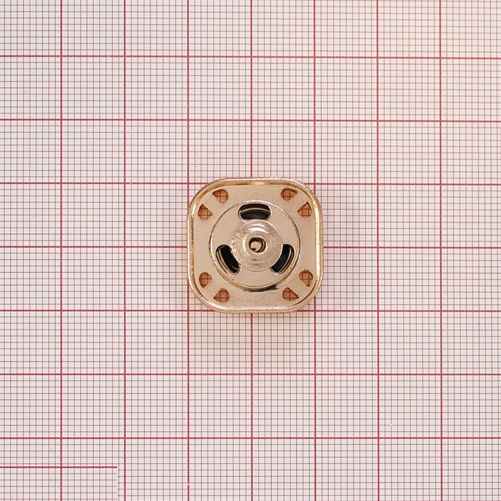 Кнопка металлическая пришивная потайная Квадрат полосы 25мм, золото, шт. Кнопка пришивная потайная