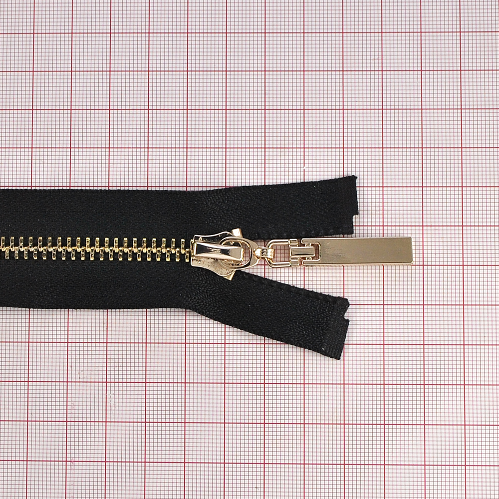 Змейка металлическая №5 80см О/Е GOLD, черная ткань, двусторонняя, шт. Змейка Металл