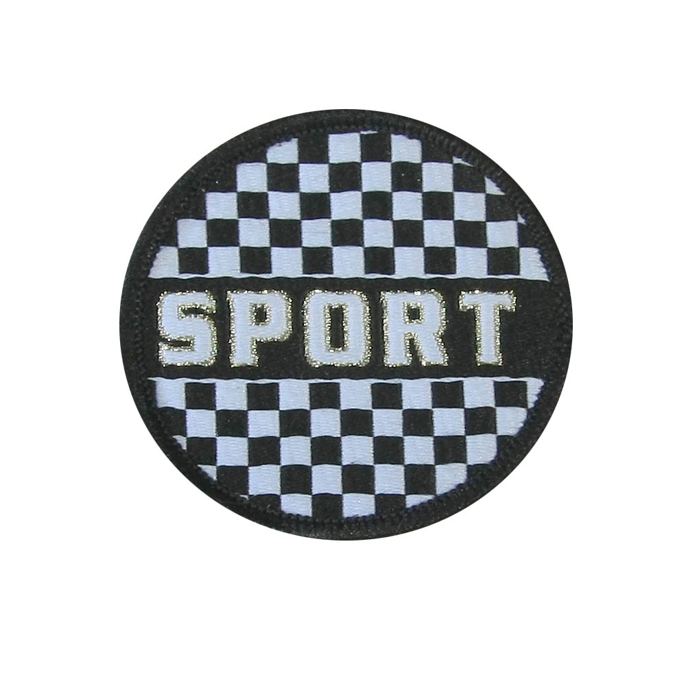 Нашивка тканевая A86 Sport 4,9см черно-белая клетка, шт. Нашивка Вышивка, Ткань