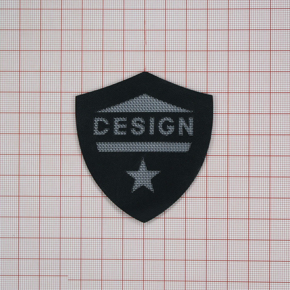 Лейба п/у, сетка DESIGN 6.5*7.5см черный, серебро. Лейба Кожзам