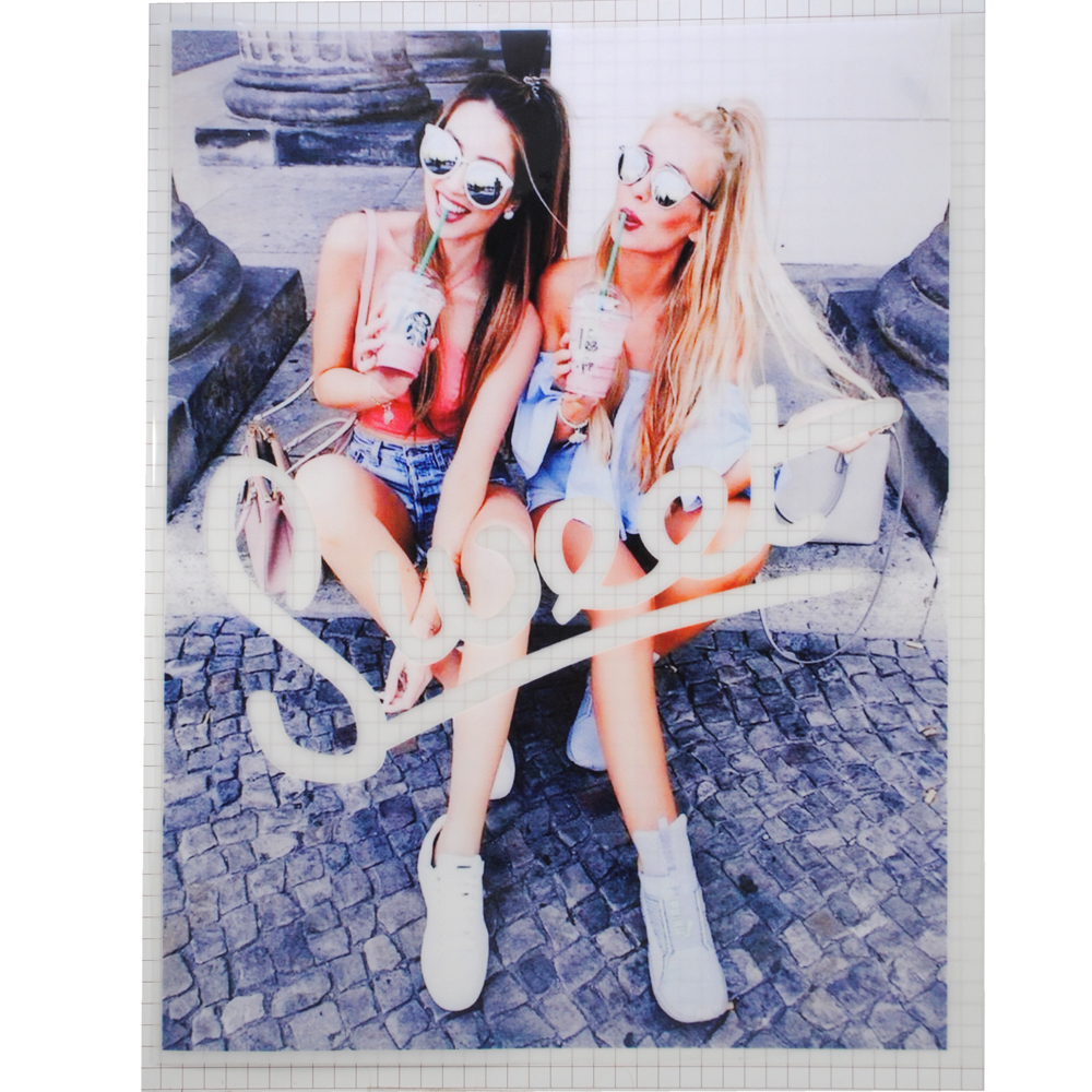 Термоаппликация Две девушки Sweet, 18,5*24,5см, серый, белый, голубой, розовый, шт. Термопереводки Резиновые, Термопленка