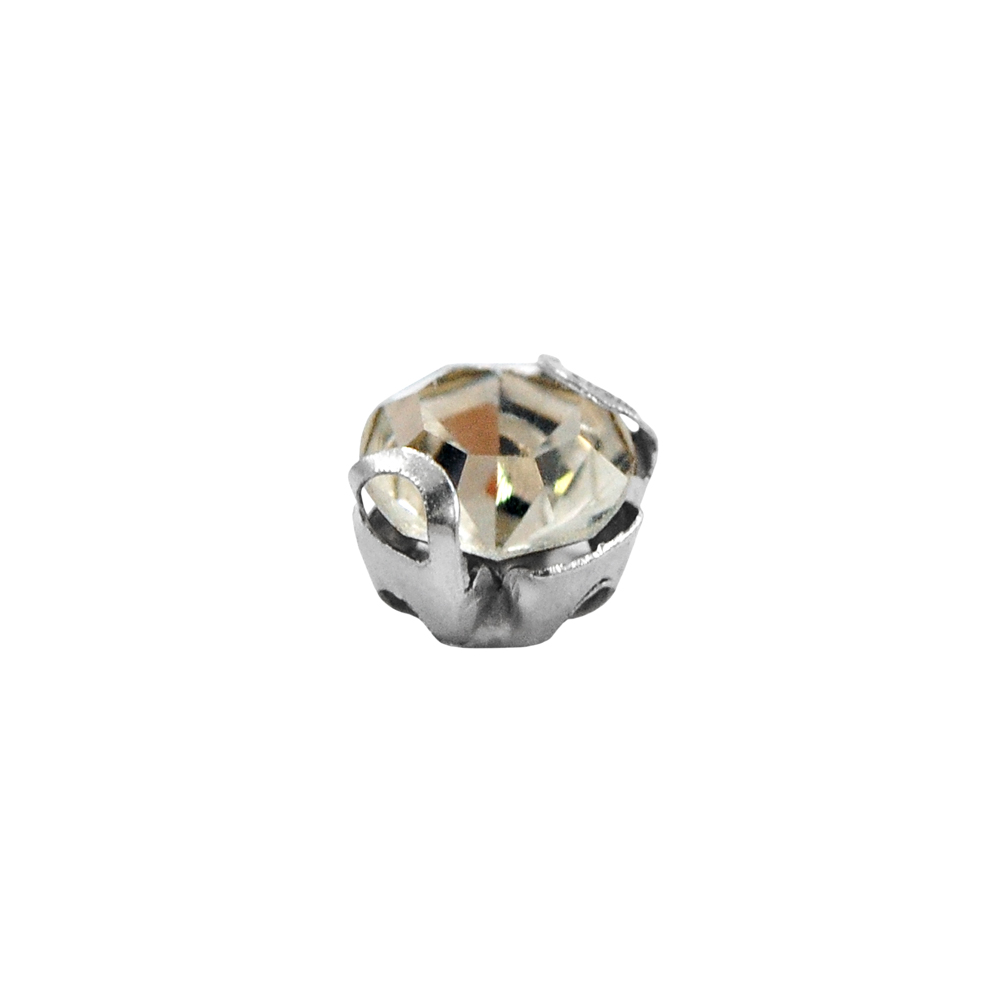 Стразы пришивные в металле круглые, круглые зажимы, 4мм, crystal, шт. Стразы пришивные в металле