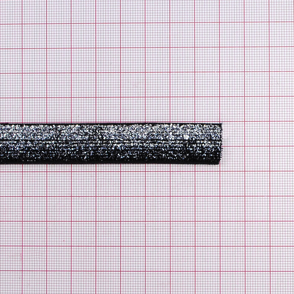 Резинка люрекс 1,7см, черный и серебряный, 50ярд. Резинка