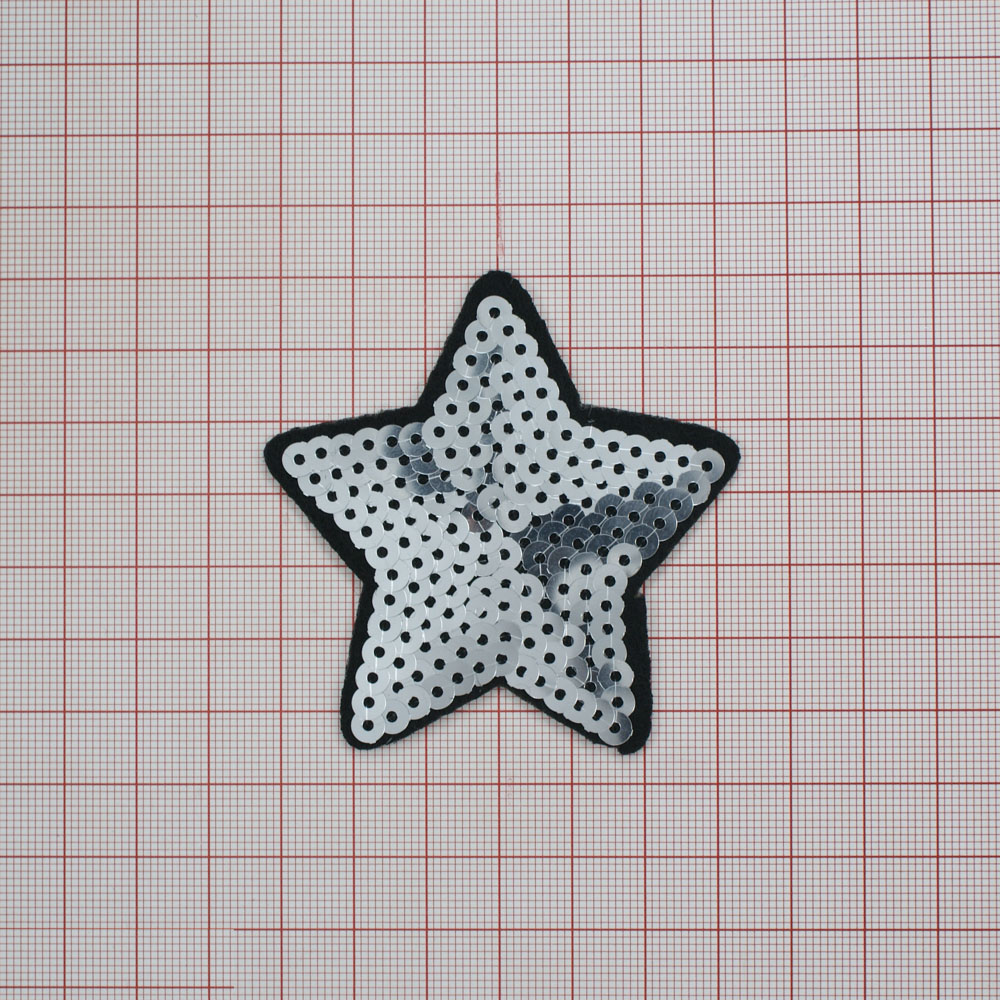 Аппликация клеевая пайетки Звезда 7*6,5см серые пайетки, шт. Аппликации клеевые Пайетки