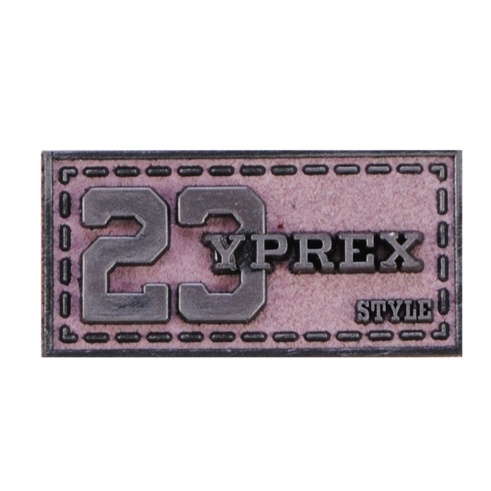 Лейба к/з 23 YPREX, 4*2см, лиловый фон, напыление серебро, шт. Лейба Кожзам