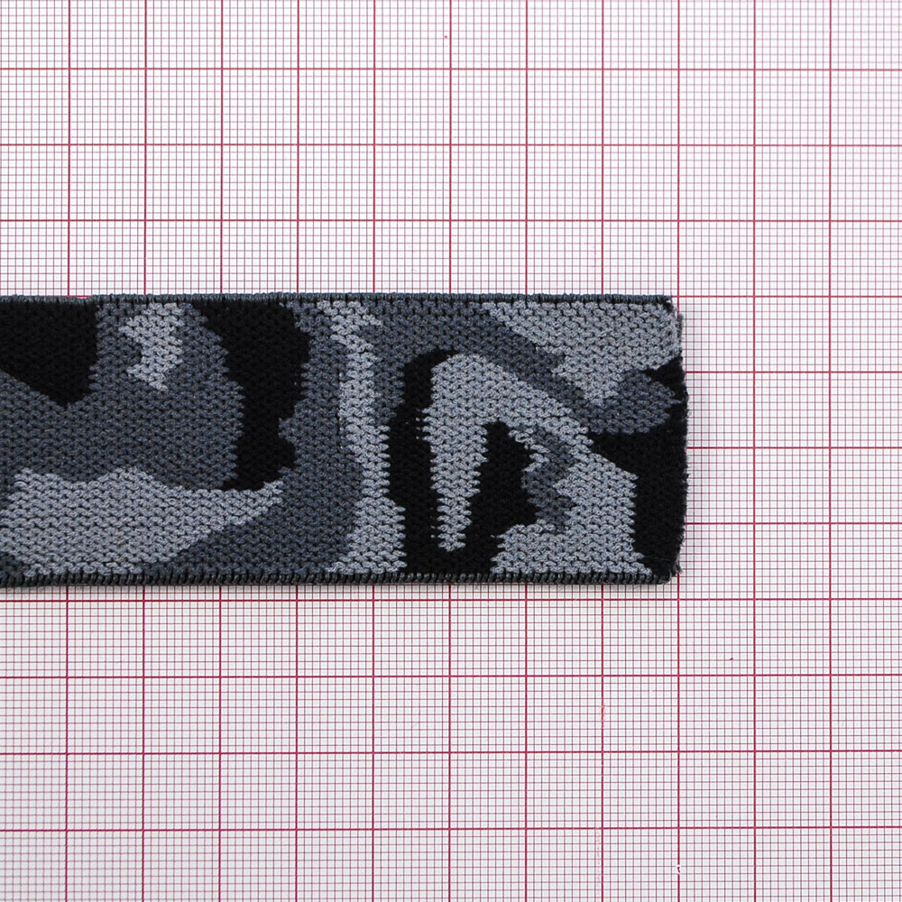 Резинка Камуфляж 3,7см, черный, темно-серый, светло-серый, 50ярд. Резинка