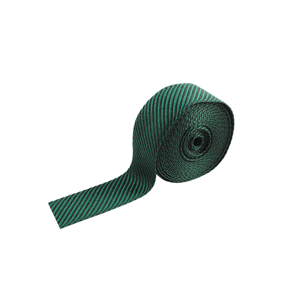 Тесьма тканевая пришивная диагональные полосы 2см, черный, зеленый, 100ярд. Тесьма
