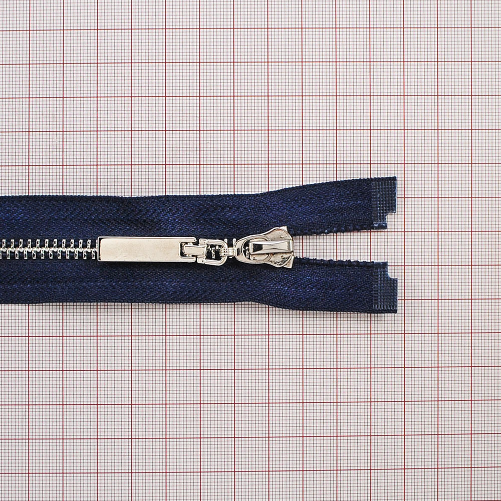 Змейка металлическая  №5 70см О/Е NIKEL, синяя ткань, односторонняя, шт. Змейка Металл