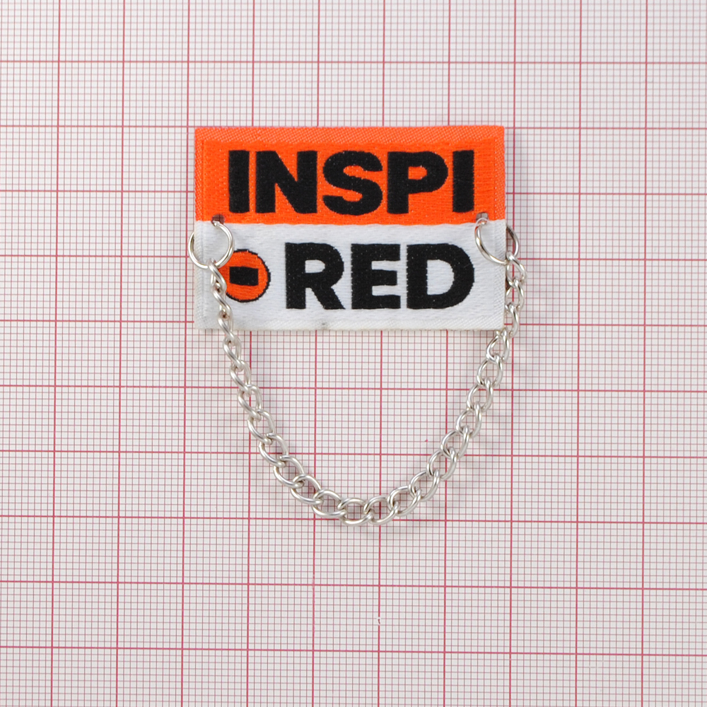 Лейба Ткань \ INSPI PED\ 3.2*4.7 см \ цепь металл \ бел.оранж.черн. \ шт.. Лейба Ткань