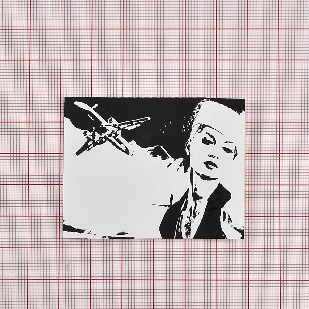 Термоаппликация резиновая Стюардесса 58*45мм, черно-белая, шт. Термопереводки Резиновые, Термопленка