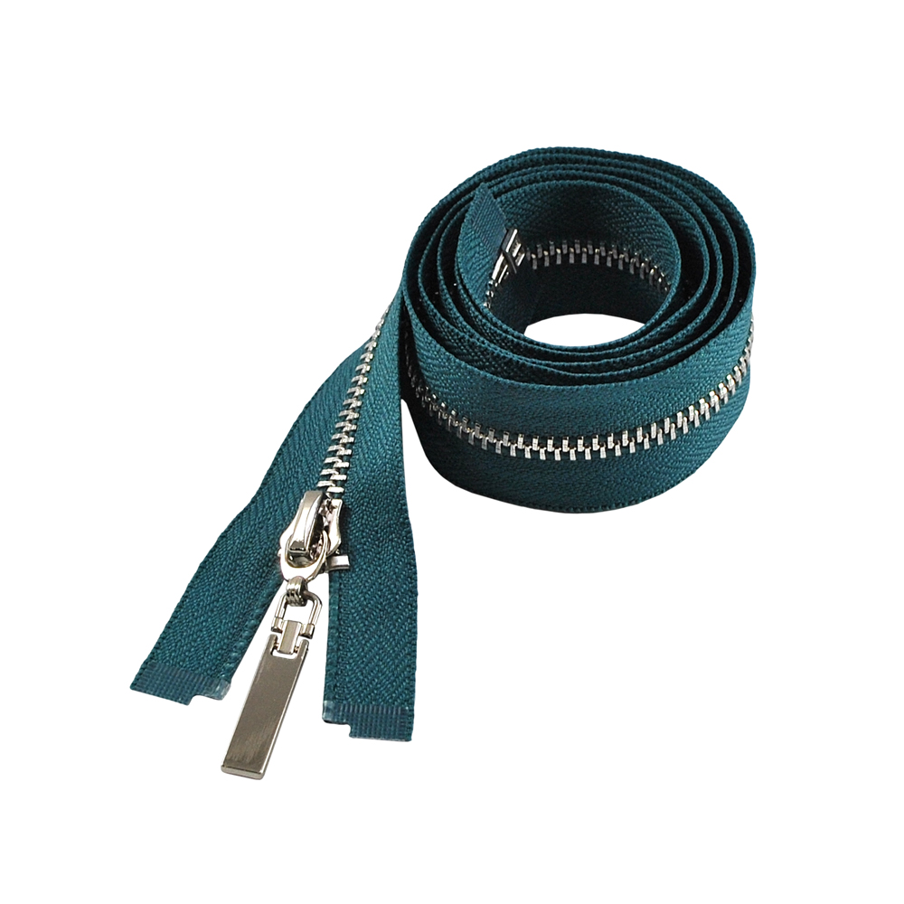 Змейка металлическая №5 85см, О/Е, Nickel и темно-голубая ткань, шт. Змейка Металл