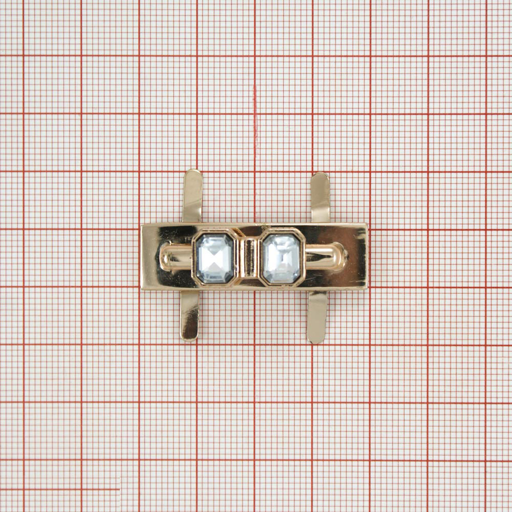 Краб металлSH-014 Планка-2 прямоугольных камня, GOLD, шт. Крабы Металл Геометрия Декор