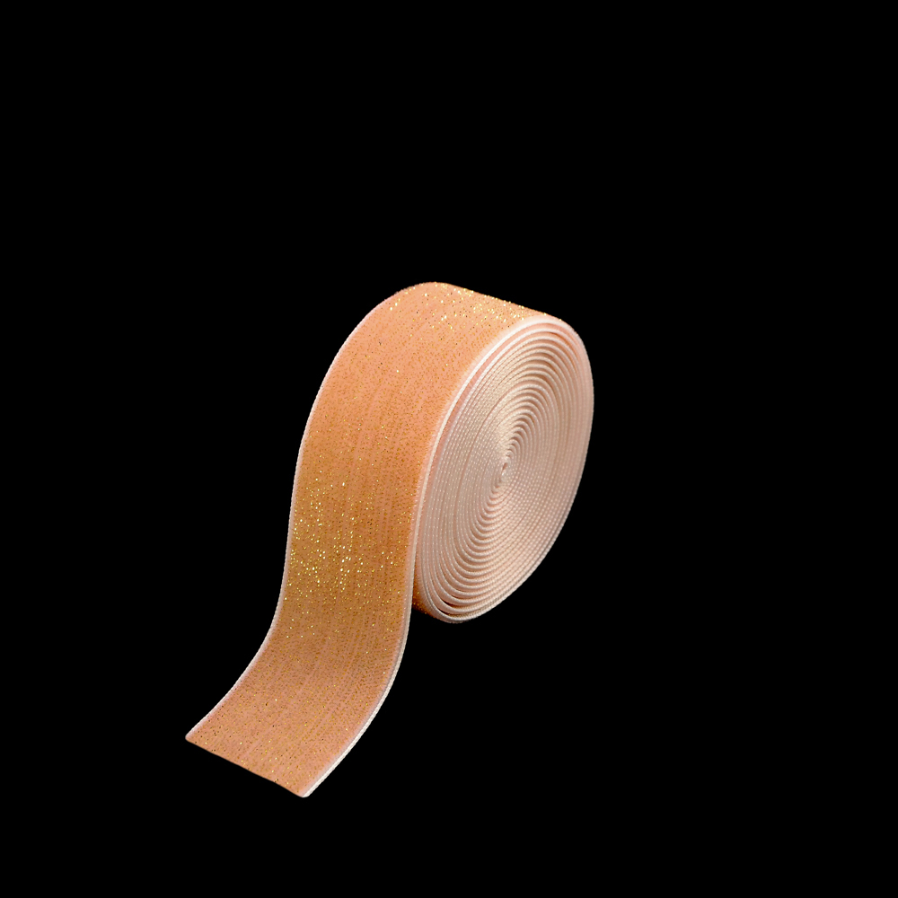 Тесьма люрекс 2,5см, бледно-бежевый, бледно-бежевый люрекс, 100ярд. Тесьма