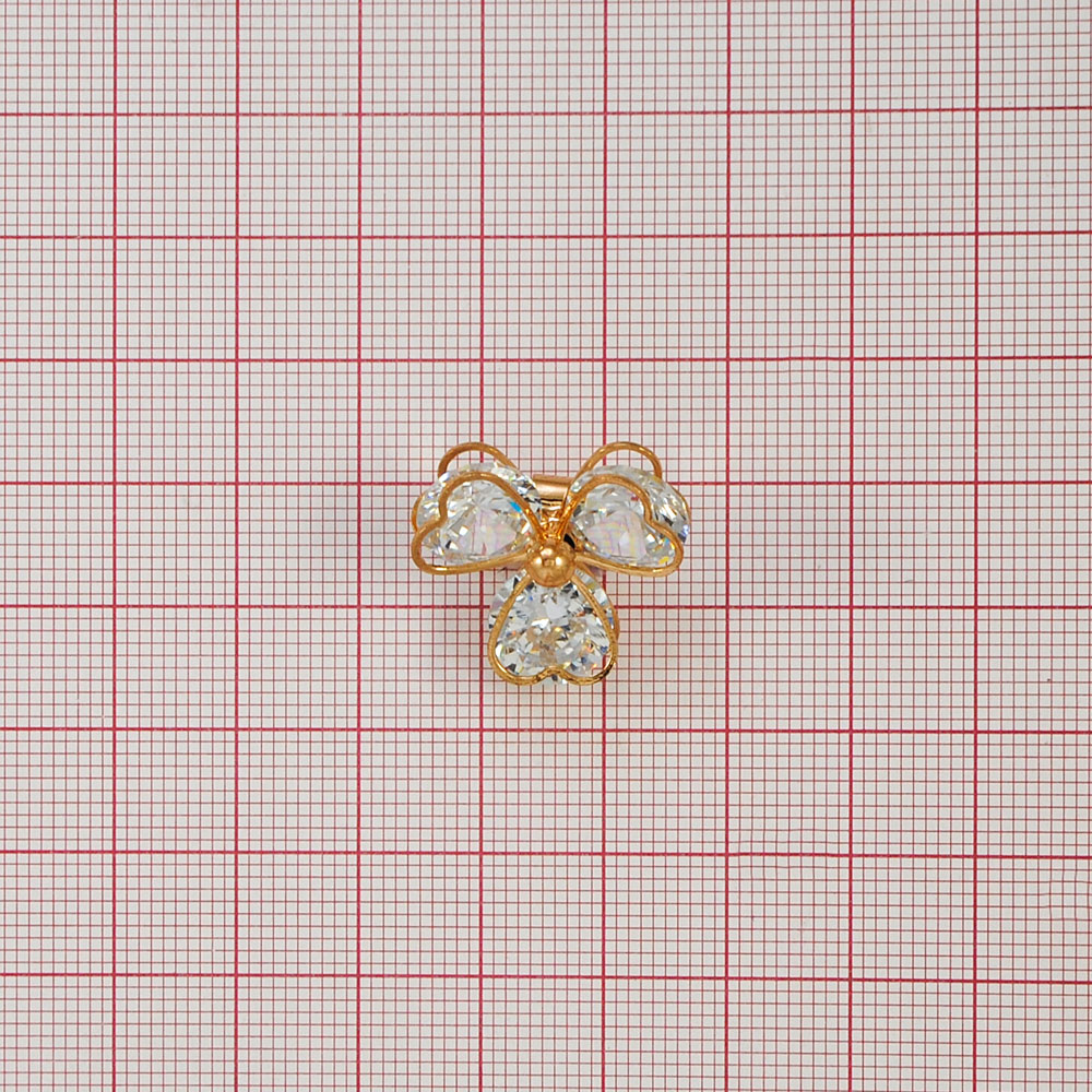 Краб Камень оправа Пропеллер Сердца 21мм GOLD, камни кристалл 10мм /на скобе/ . Крабы Металл Цветы, Жуки