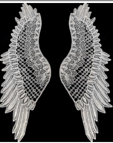 Кружево Ажурные крылья, 15*38см, белый, пара. Кружево
