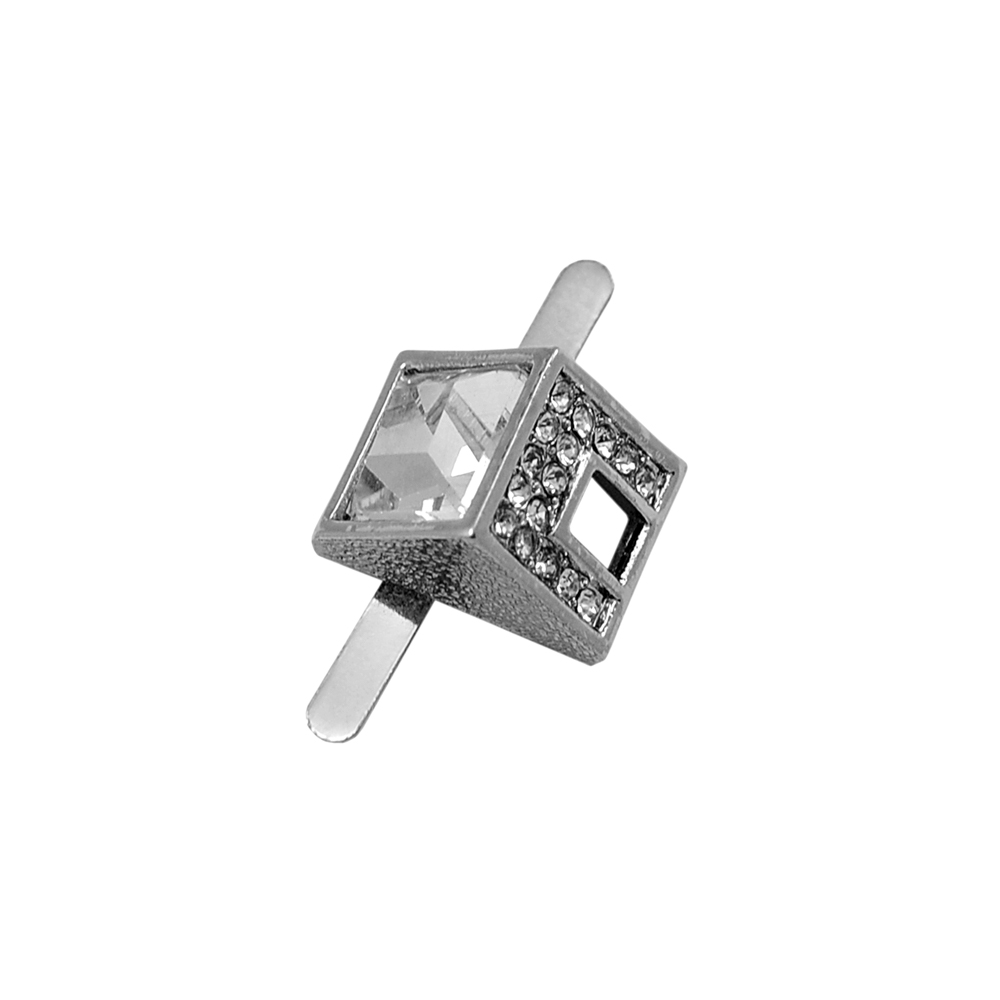 Краб камни и металл Пирамида, 1*1,5см, никель, белый, шт. Крабы Металл Геометрия Декор