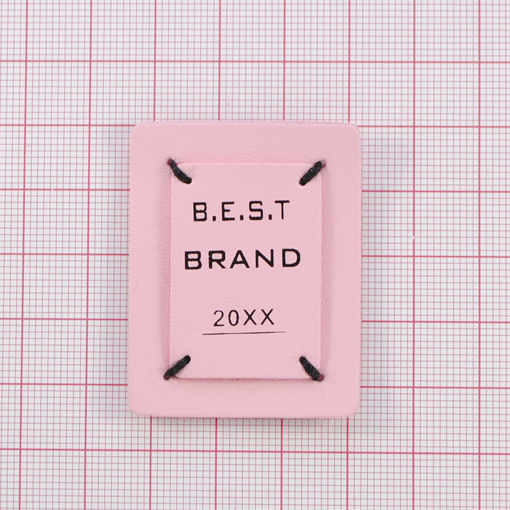 Лейба к/з, BEST BRAND, 3,5*4,5см, розовая, черн., шт. Лейба Кожзам