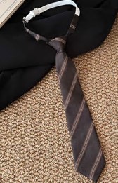 Галстук тканевый (линии), 33см, коричневый, белый, шт. Украшения