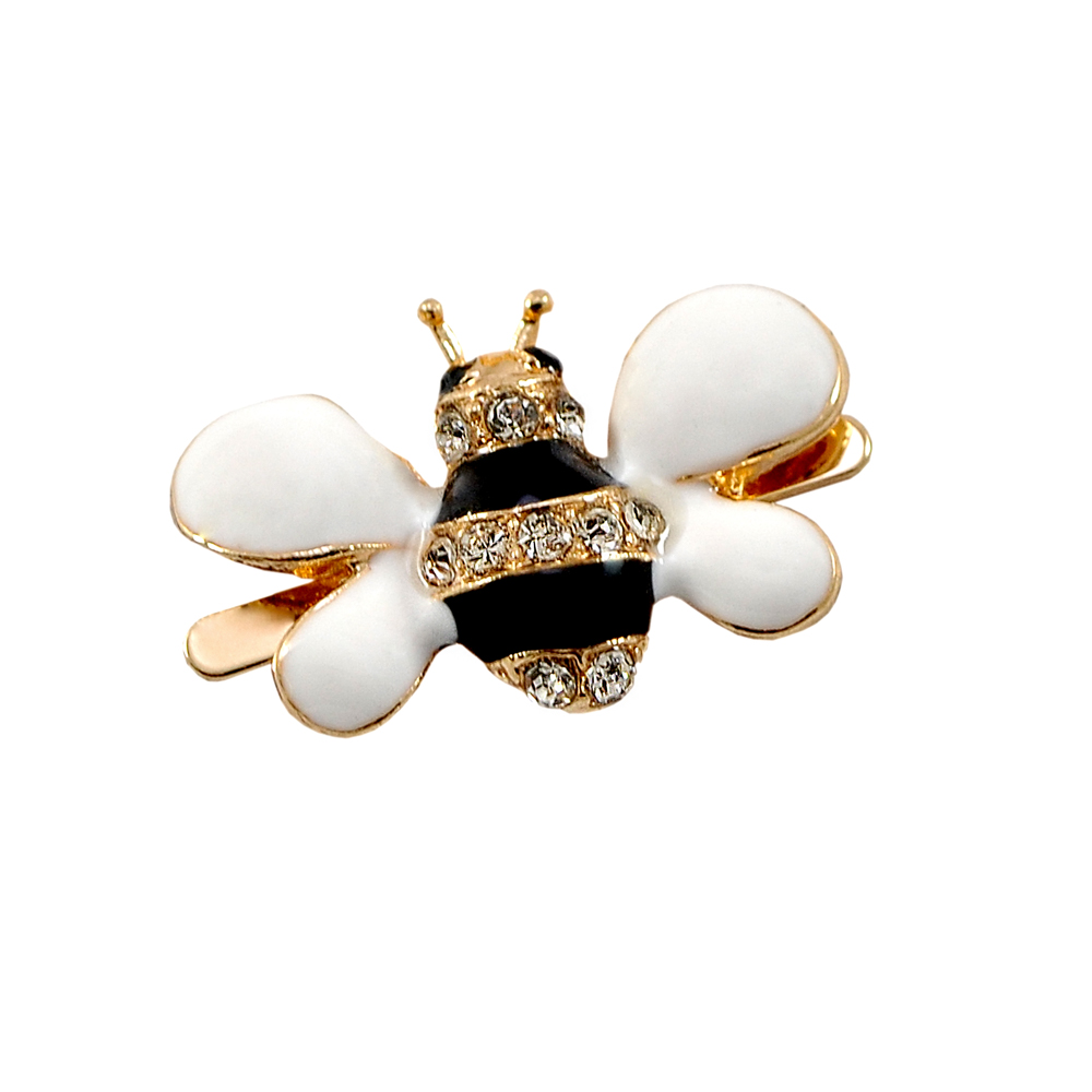 Краб металл Пчелка Майя 20*28мм GOLD, белый, черная эмаль, белые и черные камни, шт. Крабы Металл Цветы, Жуки