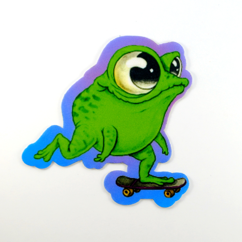 Аппликация клеевая Лягушка на скейте 11*10,9см, /дайвинг/, шт. Аппликация клеевая