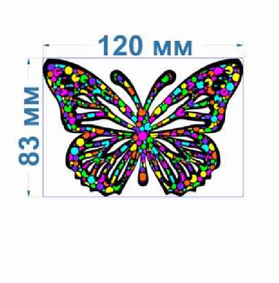 Аппликация клеевая тканевая Бабочки шарики №2-3 (маленькая) 12*8,3см, атлас + клеевая, шт. Аппликация клеевая